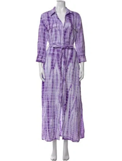 Pre-owned L'agence Linen Long Dress In Purple