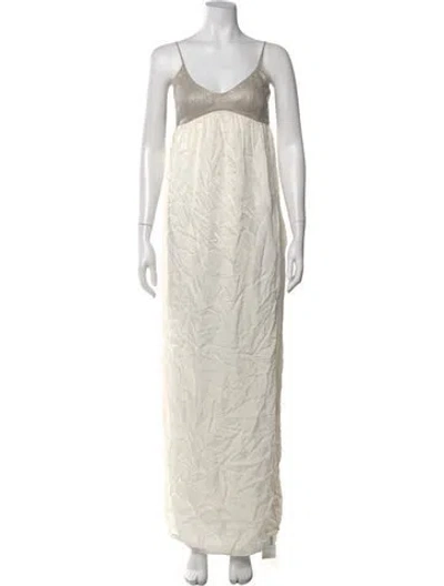 Pre-owned L'agence Linen Long Dress W/ Tags In Neutral