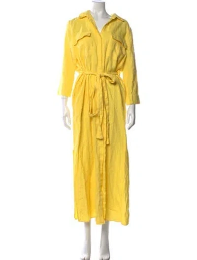 Pre-owned L'agence Linen Long Dress W/ Tags In Yellow