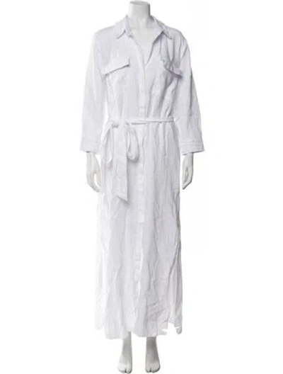 Pre-owned L'agence Linen Long Dress In White
