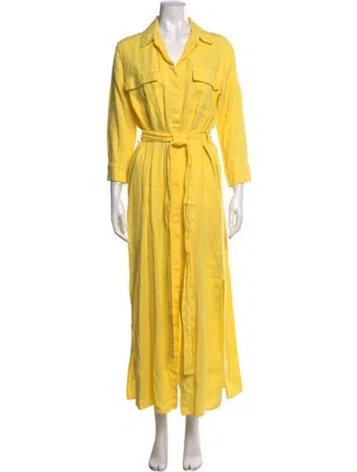 Pre-owned L'agence Linen Long Dress In Yellow