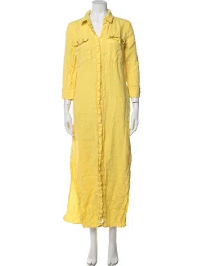 Pre-owned L'agence Linen Long Dress In Yellow