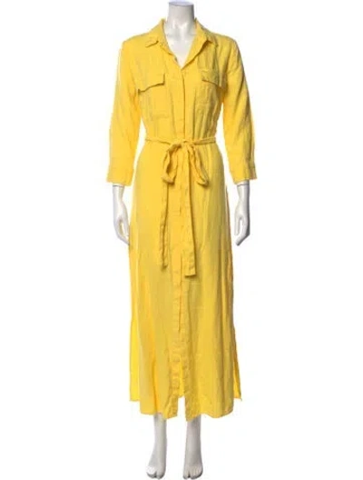 Pre-owned L'agence Linen Long Dress In Yellow