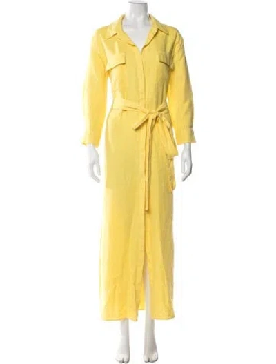 Pre-owned L'agence Linen Long Dress In Yellow