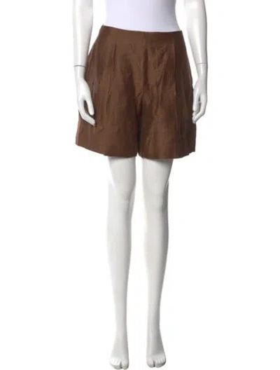 Pre-owned L'agence Linen Mini Shorts In Brown