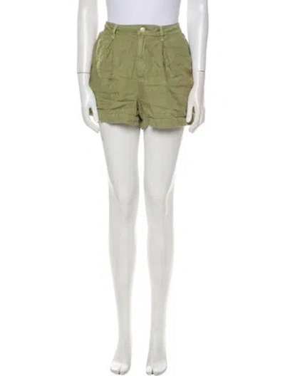 Pre-owned L'agence Linen Mini Shorts In Green
