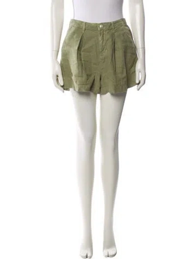 Pre-owned L'agence Linen Mini Shorts In Green