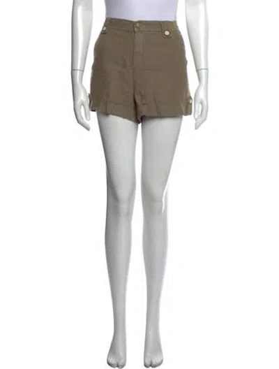 Pre-owned L'agence Linen Mini Shorts In Green