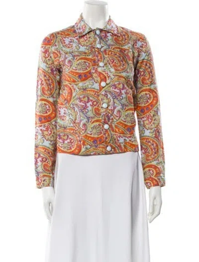 Pre-owned L'agence Linen Paisley Print Evening Jacket W/ Tags In Orange