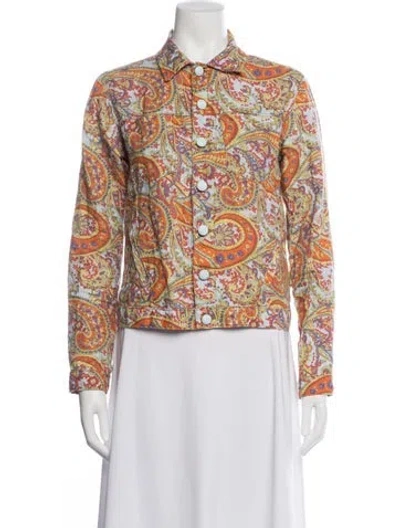 Pre-owned L'agence Linen Paisley Print Jacket In Yellow