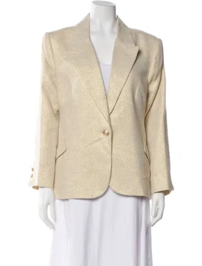 Pre-owned L'agence Linen Printed Blazer In Neutral