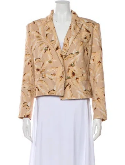 Pre-owned L'agence Linen Printed Blazer In Neutral