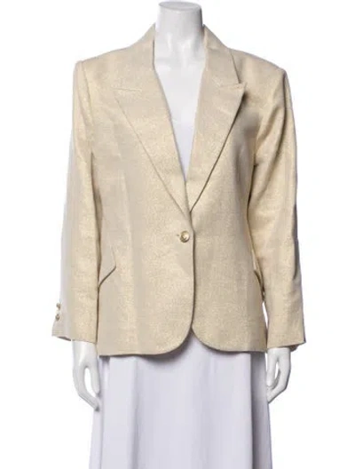 Pre-owned L'agence Linen Printed Blazer In Neutrals