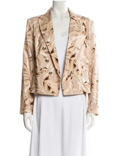 Pre-owned L'agence Linen Printed Blazer W/ Tags In Neutral