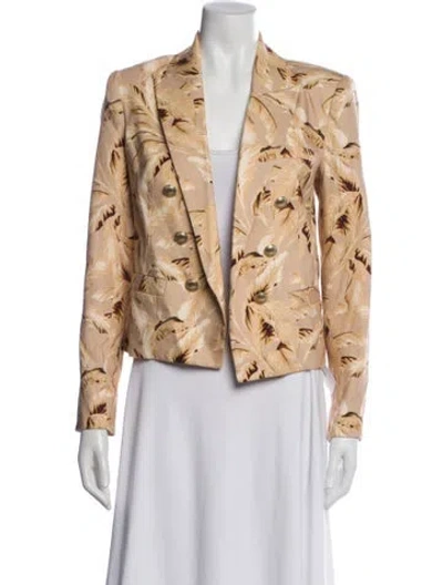 Pre-owned L'agence Linen Printed Blazer W/ Tags In Neutral