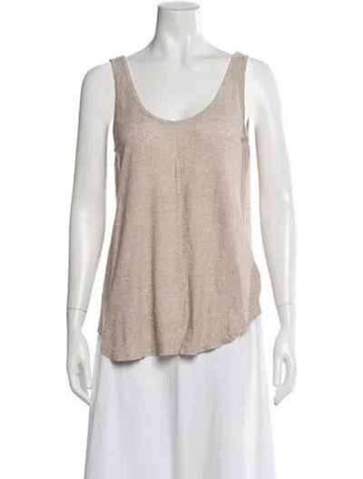 Pre-owned L'agence Linen Scoop Neck Top In Neutral