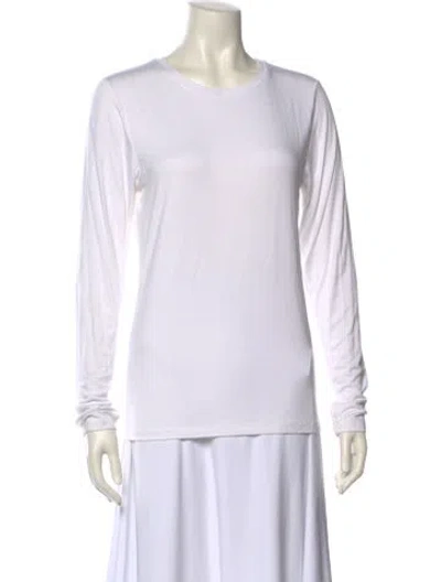 Pre-owned L'agence Linen Scoop Neck T-shirt In White