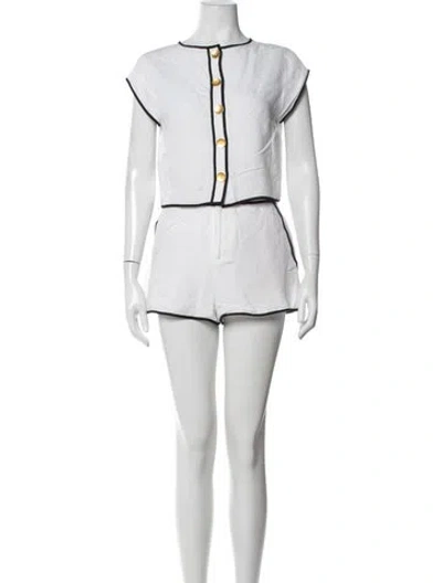 Pre-owned L'agence Linen Short Set In White
