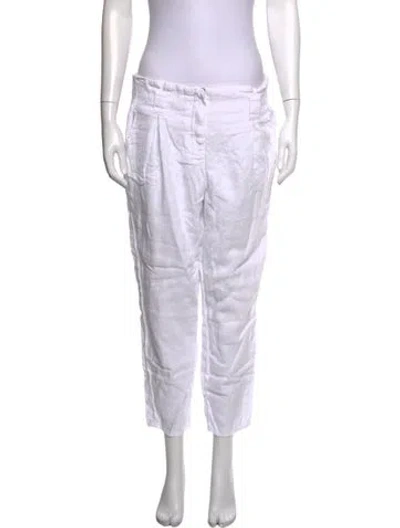 Pre-owned L'agence Linen Straight Leg Pants In White