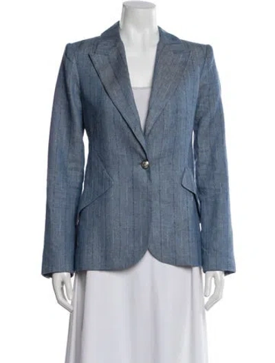 Pre-owned L'agence Linen Striped Blazer In Blue