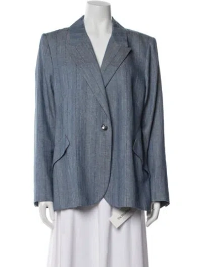 Pre-owned L'agence Linen Striped Blazer In Blue