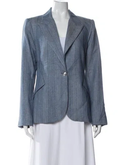 Pre-owned L'agence Linen Striped Blazer In Blue