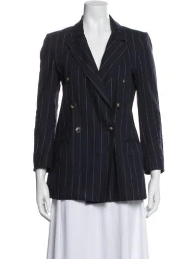 Pre-owned L'agence Linen Striped Blazer In Blue
