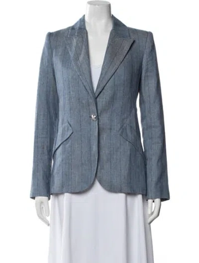 Pre-owned L'agence Linen Striped Blazer In Blue