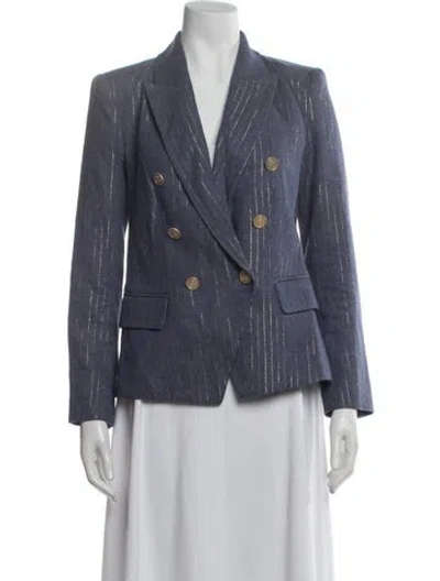 Pre-owned L'agence Linen Striped Blazer In Blue