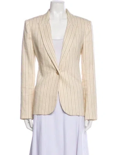 Pre-owned L'agence Linen Striped Blazer In Neutral