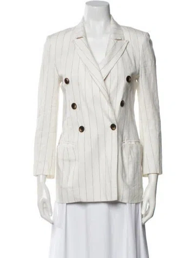 Pre-owned L'agence Linen Striped Blazer In Neutral