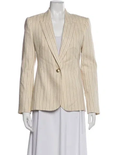 Pre-owned L'agence Linen Striped Blazer In Neutral