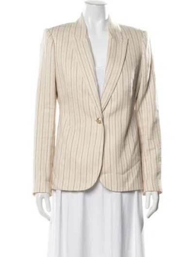Pre-owned L'agence Linen Striped Blazer In Neutral