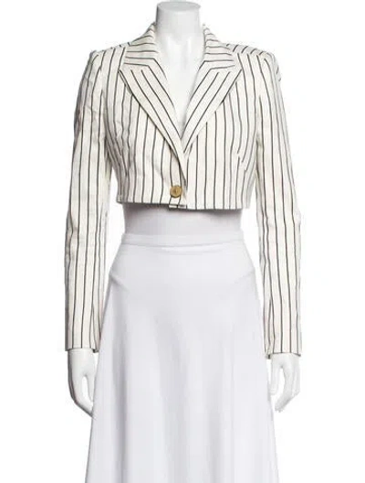Pre-owned L'agence Linen Striped Blazer In Neutral