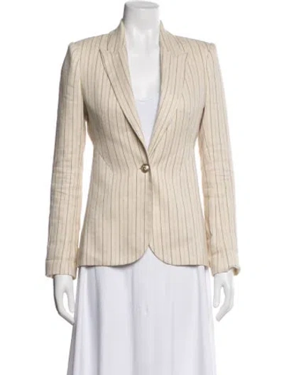 Pre-owned L'agence Linen Striped Blazer In Neutral