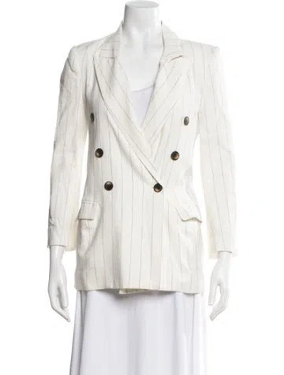 Pre-owned L'agence Linen Striped Blazer In Neutral