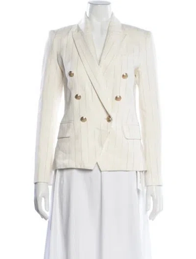 Pre-owned L'agence Linen Striped Blazer In Neutrals/white