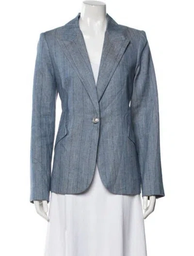 Pre-owned L'agence Linen Striped Blazer W/ Tags In Blue