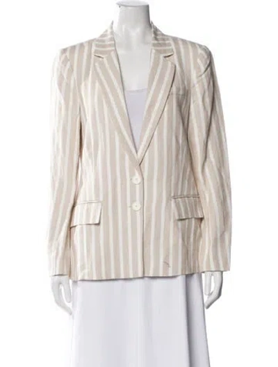 Pre-owned L'agence Linen Striped Blazer W/ Tags In Neutral