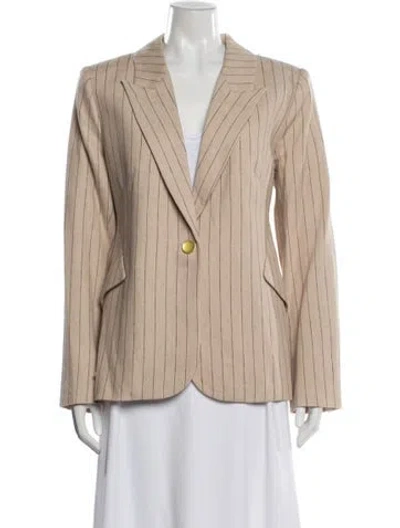 Pre-owned L'agence Linen Striped Blazer W/ Tags In Neutrals