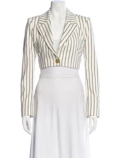 Pre-owned L'agence Linen Striped Blazer In White
