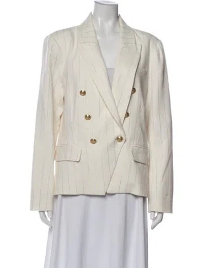 Pre-owned L'agence Linen Striped Blazer In White