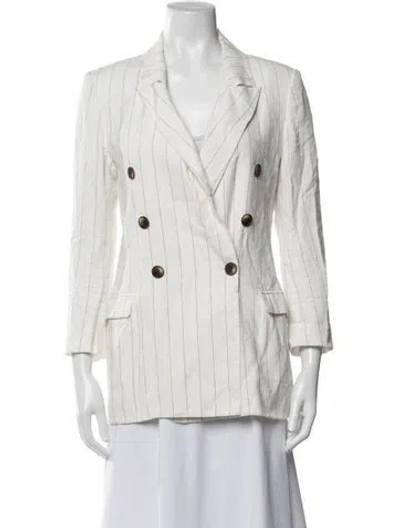 Pre-owned L'agence Linen Striped Blazer In White