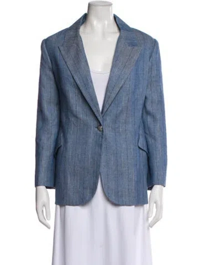 Pre-owned L'agence Linen Striped Denim Jacket In Blue