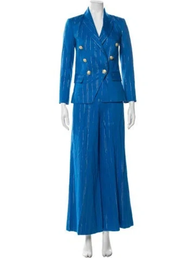 Pre-owned L'agence Linen Striped Pantsuit In Blue