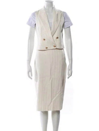 Pre-owned L'agence Linen Striped Skirt Suit W/ Tags In Neutral