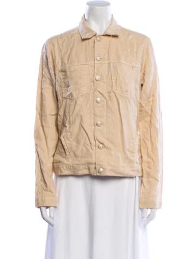 Pre-owned L'agence Linen Striped Utility Jacket In Neutral