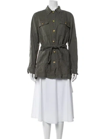 Pre-owned L'agence Linen Utility Jacket In Green