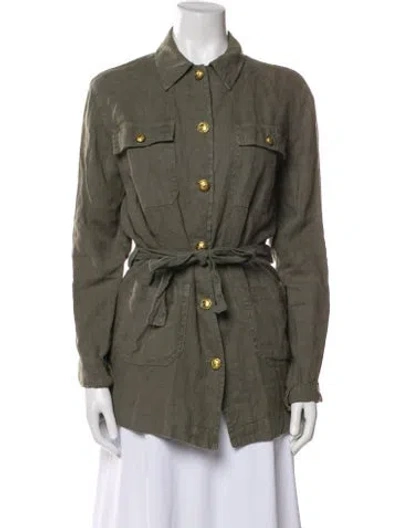 Pre-owned L'agence Linen Utility Jacket W/ Tags In Green