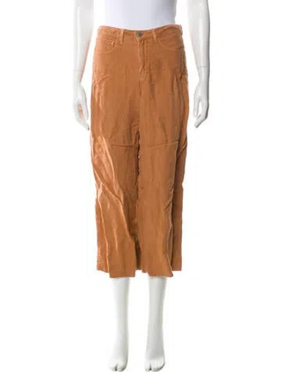 Pre-owned L'agence Linen Wide Leg Pants In Brown